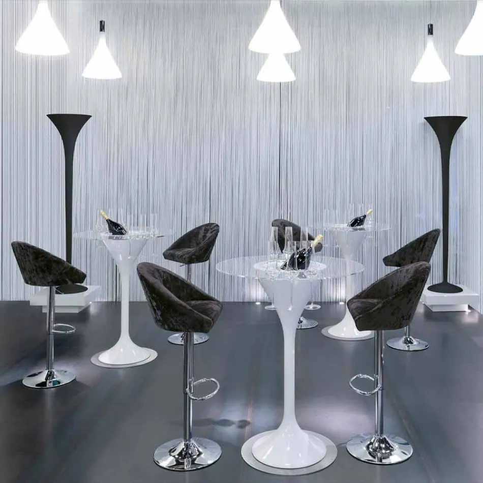 Vysoká stolička ze sametu a oceli s nastavitelným zdvihem Made in Italy - Bilbao Viadurini