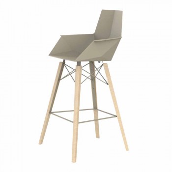Barová stolička s područkami ve dřevě a plastu různých barev - dřevo Faz od společnosti Vondom