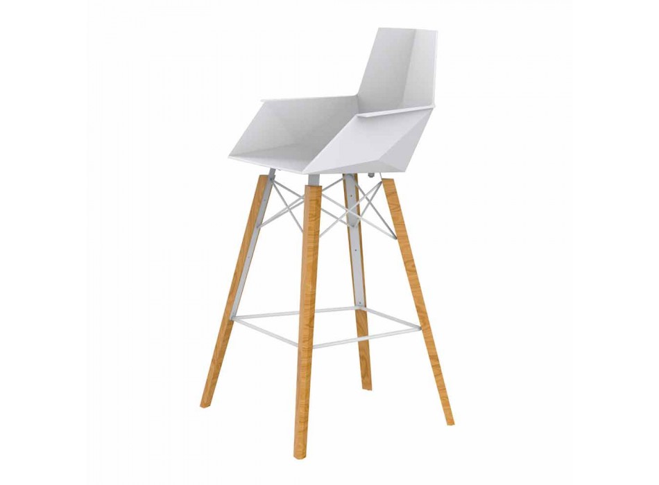 Barová stolička s područkami ve dřevě a plastu různých barev - dřevo Faz od společnosti Vondom Viadurini