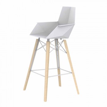 Barová stolička s područkami ve dřevě a plastu různých barev - dřevo Faz od společnosti Vondom