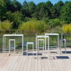 Venkovní barová stolička z práškově lakovaného kovu vyrobená v Itálii - Meone Viadurini