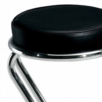 Barová stolička z chromované oceli s koženým sedadlem Made in Italy - Tarquinio