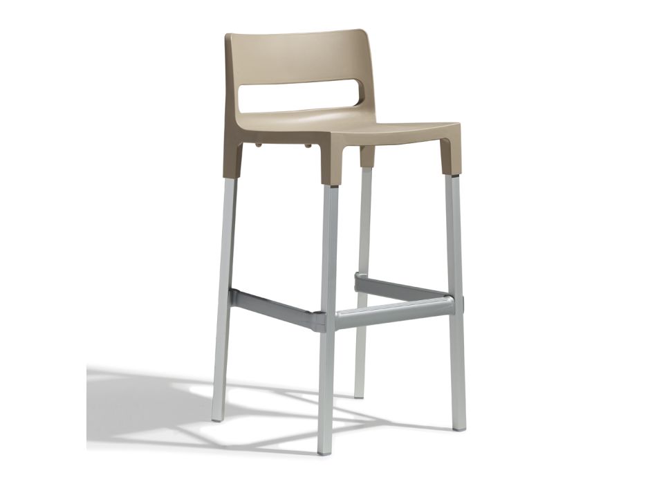 Barová židle z technopolymeru a hliníku Made in Italy 4 kusy - Tesauro