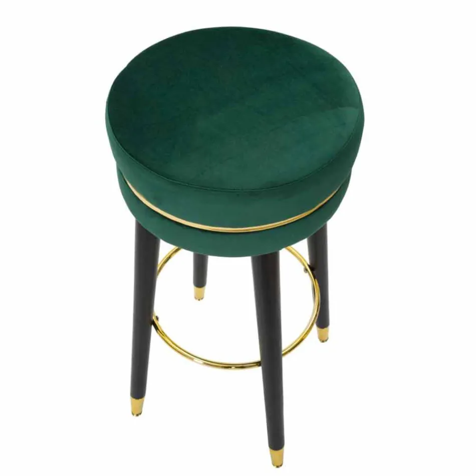 Kulatá barová stolička ze dřeva a látky moderního designu - Rupert Viadurini