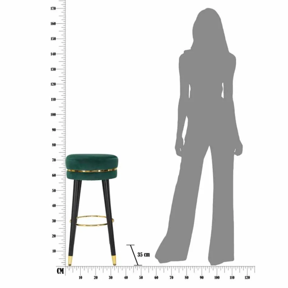 Kulatá barová stolička ze dřeva a látky moderního designu - Rupert Viadurini