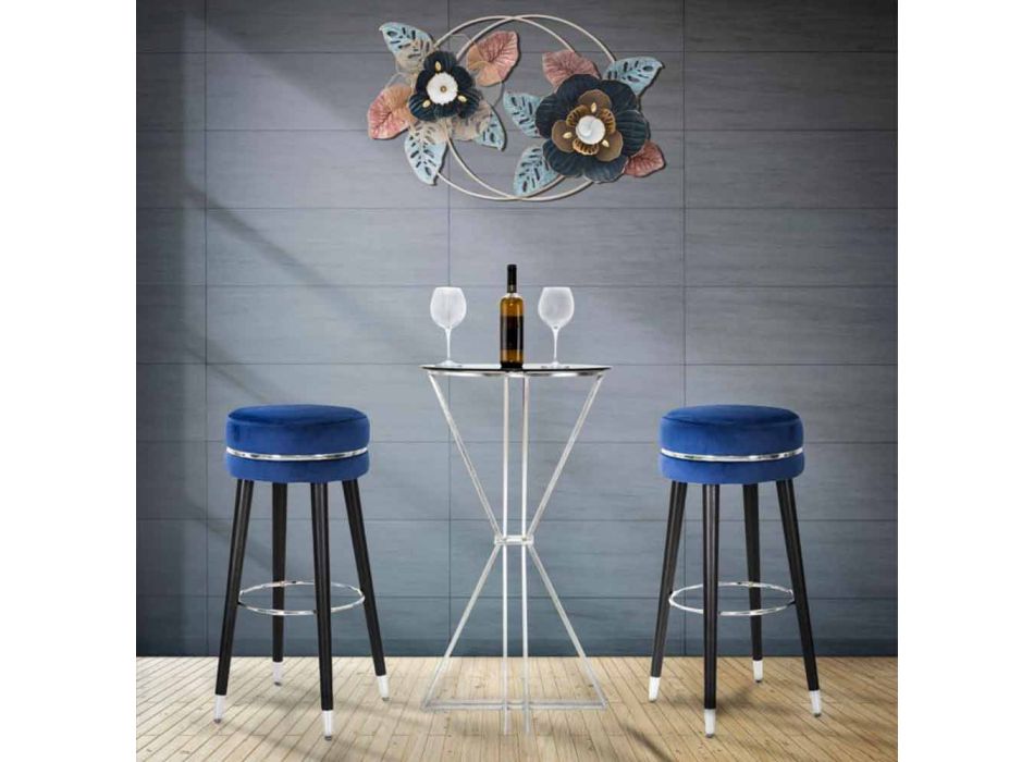 Kulatá barová stolička ze dřeva a látky moderního designu - Rupert Viadurini