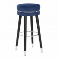 Kulatá barová židle moderního designu z látky a dřeva - Rupert