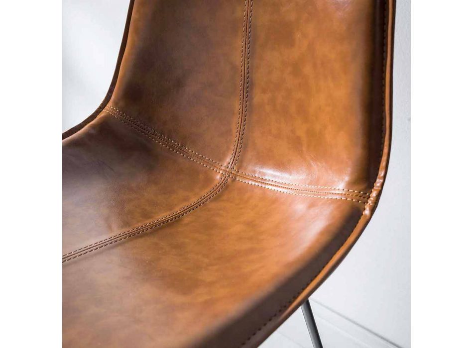 4 stoličková základna, H 65 v umělé kůži s umělým koženým efektem - ovid Viadurini