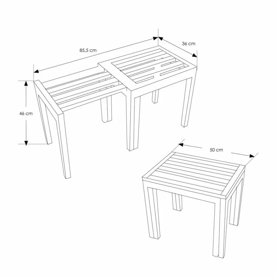 Nízká výsuvná stolička v přírodní povrchové úpravě z teakového dřeva - Pomino Viadurini