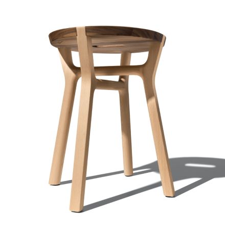 Nízká designová stolička v buku a masivním ořechu Vyrobeno v Itálii - Nuna Viadurini