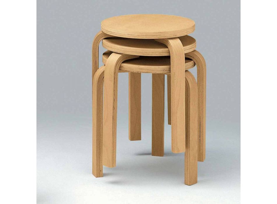 Nízko stohovatelná stolička z přírodního bukového dřeva vyrobeného v Itálii - Cassiopea Viadurini