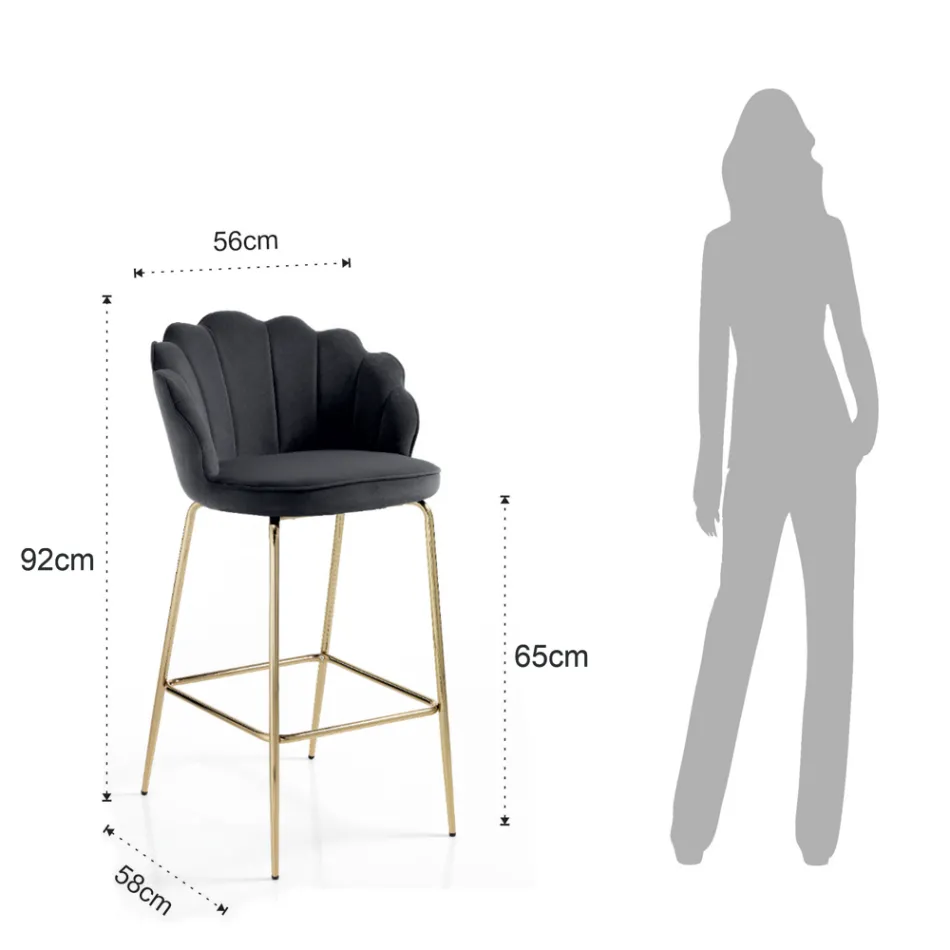 Stolička s polstrovaným sedákem potaženým látkou - silikon Viadurini