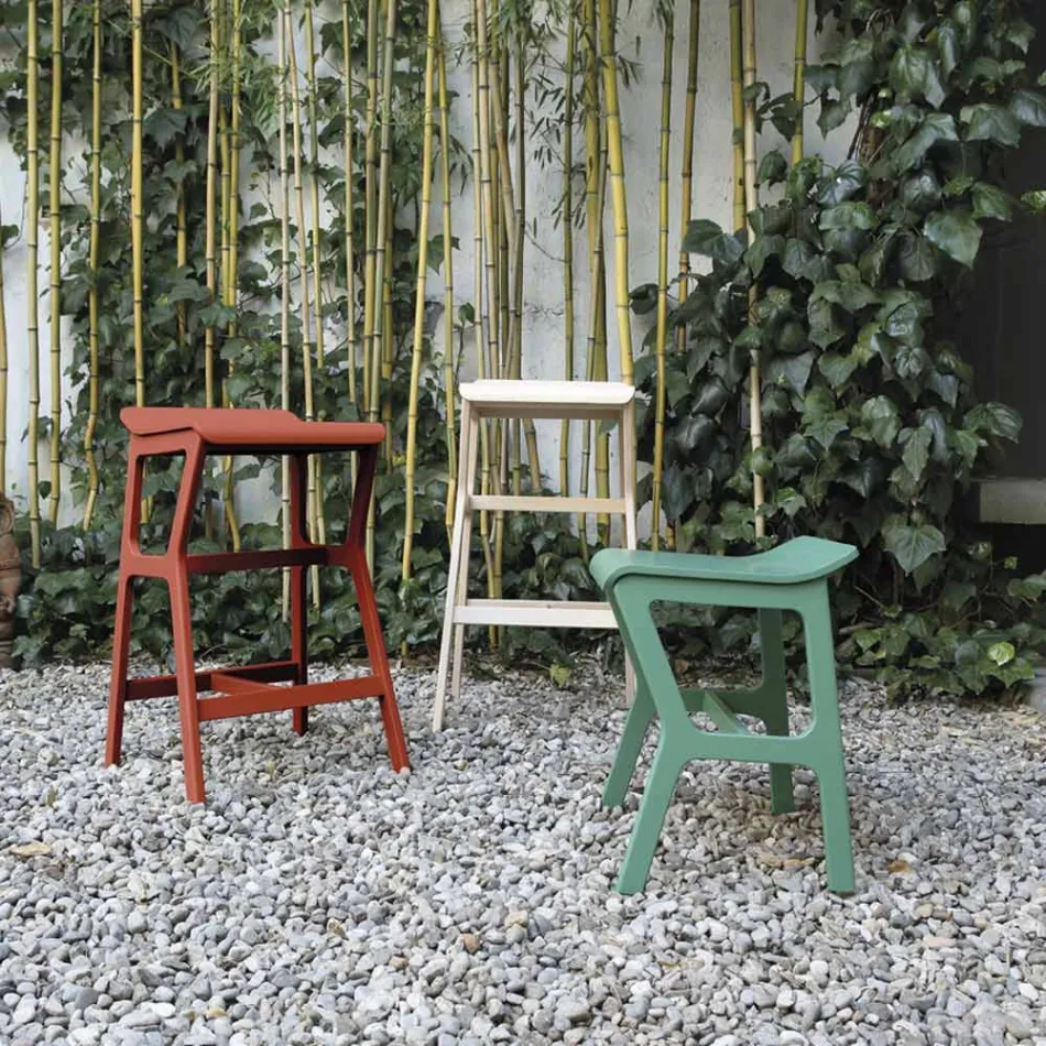 Taburet s masivní bukovou konstrukcí Made in Italy - Regensburg Viadurini