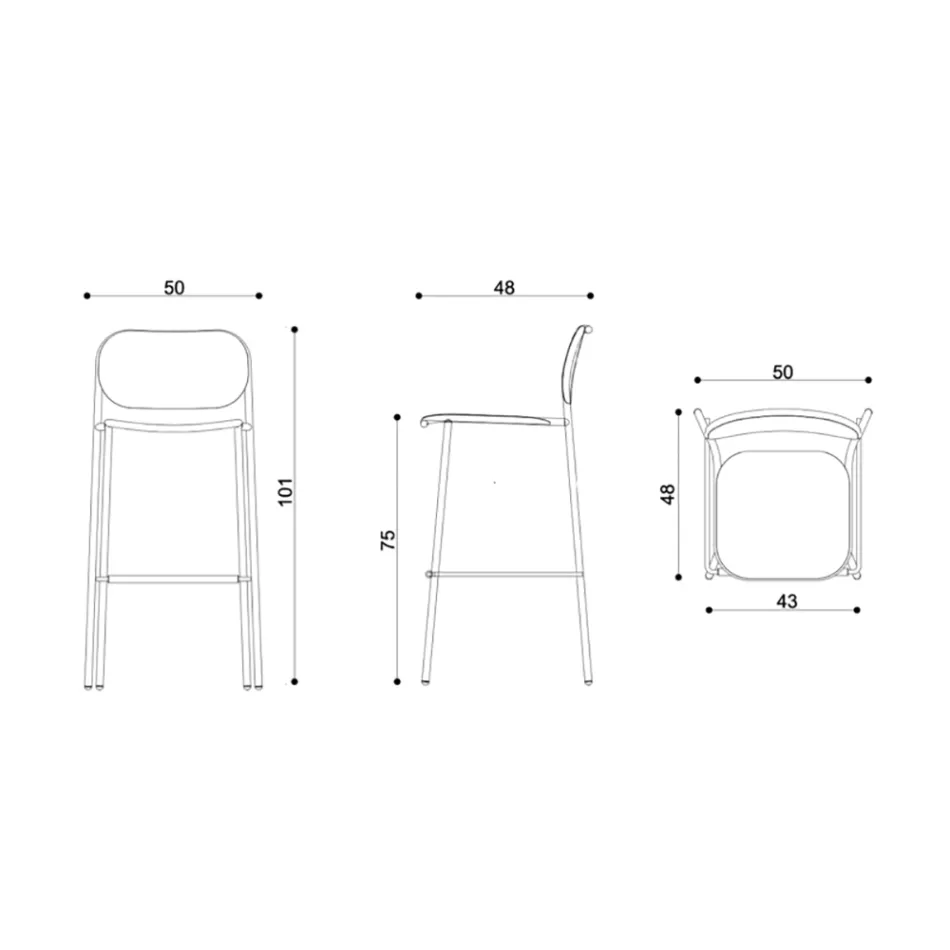 Kuchyňská stolička z dubového dřeva a kovu Made in Italy 2 kusy - Saffia Viadurini