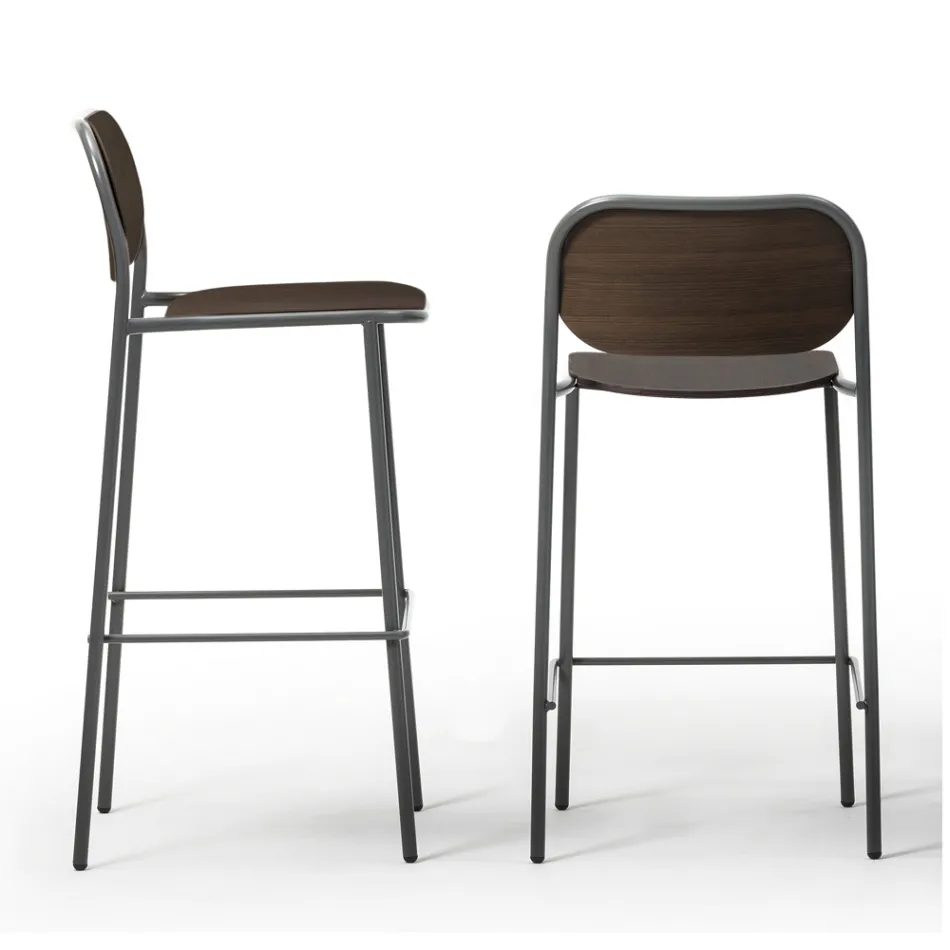 Kuchyňská stolička z dubového dřeva a kovu Made in Italy 2 kusy - Saffia Viadurini