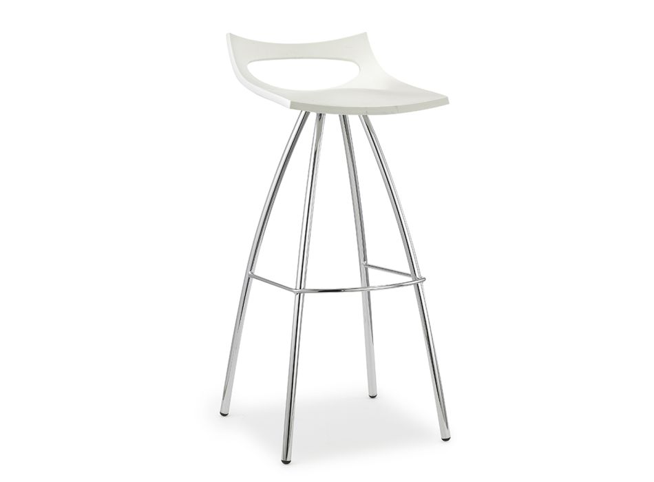 Kuchyňská stolička z technopolymeru a oceli Made in Italy 4 kusy - Asturio Viadurini