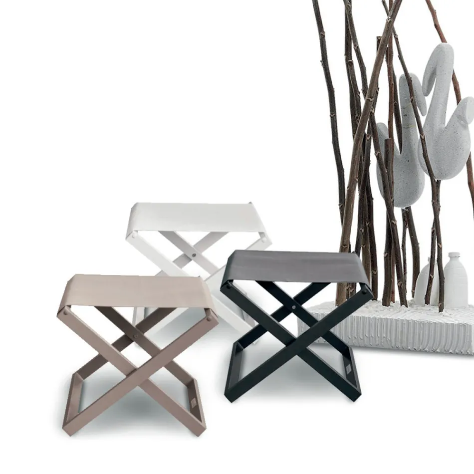 Venkovní taburet z lakovaného hliníku a textilu - Edward Viadurini