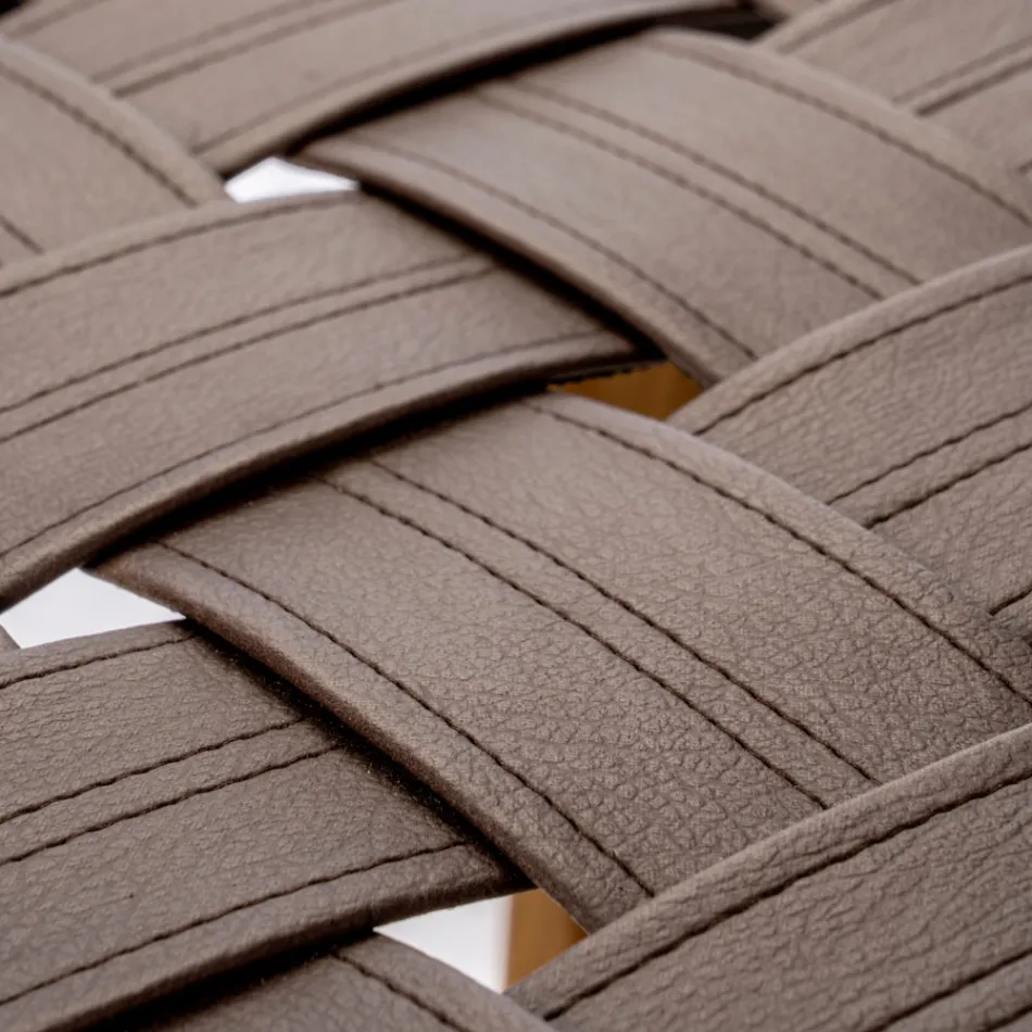 Designová koupelnová stolička z teaku s tkaným sedákem - Yucca Viadurini