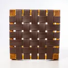 Designová koupelnová stolička z teaku s tkaným sedákem - Yucca Viadurini