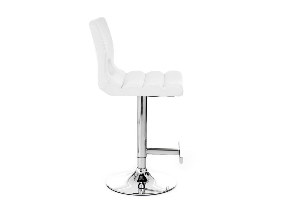 Barová židle z bílé syntetické kůže a chromovaného kovu - Sorbillo