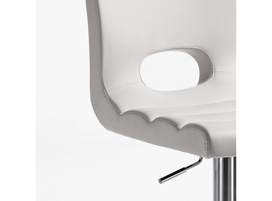 Barová židle z bílé syntetické kůže a chromovaného kovu - Sorbillo Viadurini