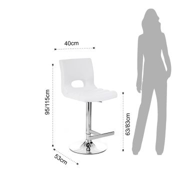 Barová židle z bílé syntetické kůže a chromovaného kovu - Sorbillo