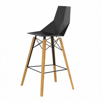 Barová stolička v barvě dřeva a plastu různých barev - dřevo Faz od společnosti Vondom