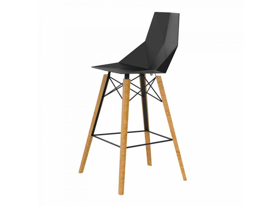 Barová stolička v barvě dřeva a plastu různých barev - dřevo Faz od společnosti Vondom