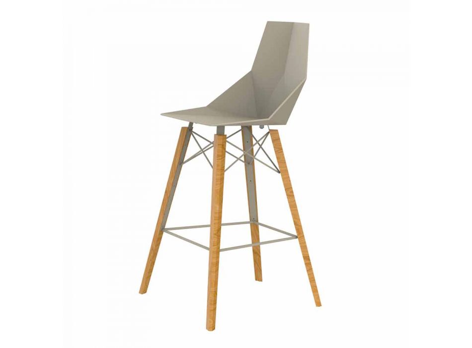 Barová stolička v barvě dřeva a plastu různých barev - dřevo Faz od společnosti Vondom Viadurini