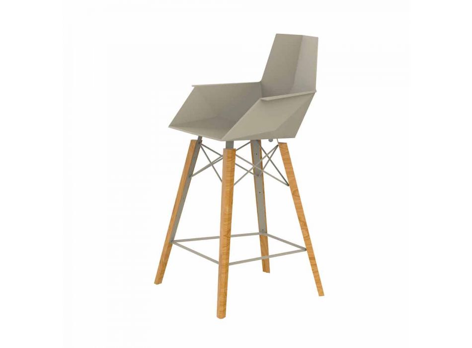 Kuchyňská stolička s područkami ze dřeva a plastu - dřevo Faz od společnosti Vondom Viadurini