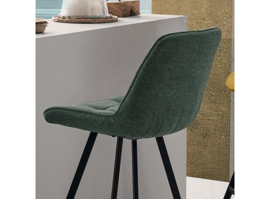 Čalouněná kuchyňská stolička s kovovou konstrukcí 2 kusy - Raggia Viadurini