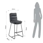 Kuchyňská stolička z mikrovlákna Grey Velvet Effect 2 kusy - Fortaleza Viadurini