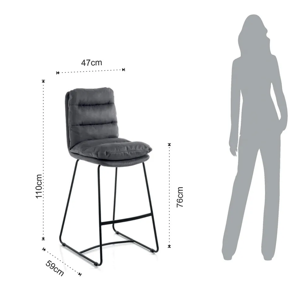 Kuchyňská stolička z mikrovlákna Grey Velvet Effect 2 kusy - Fortaleza Viadurini