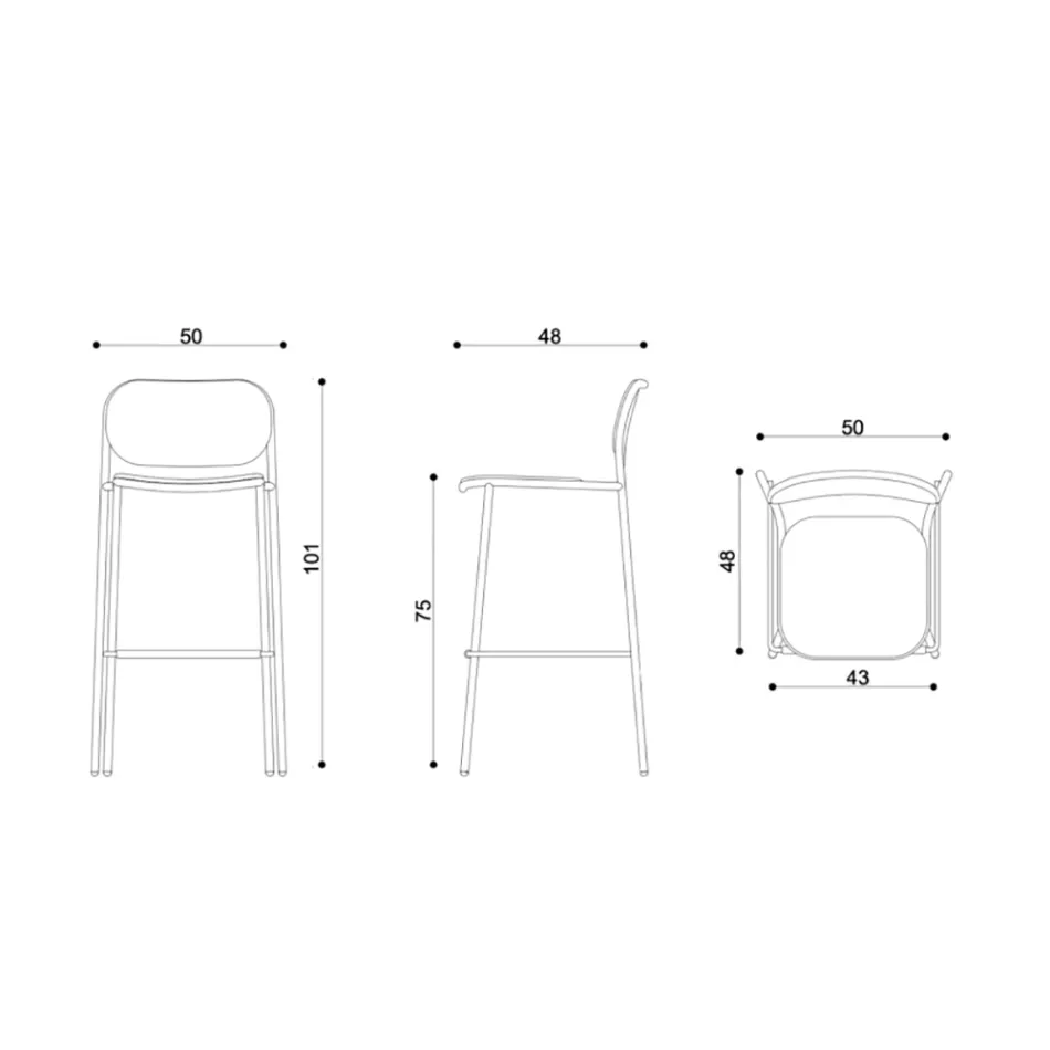 Kuchyňská stolička z látky a kovu Made in Italy 2 kusy - Sangria Viadurini