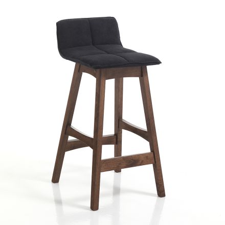 Kuchyňská stolička z šedé látky a masivního dřeva 2 kusy - Tonino Viadurini