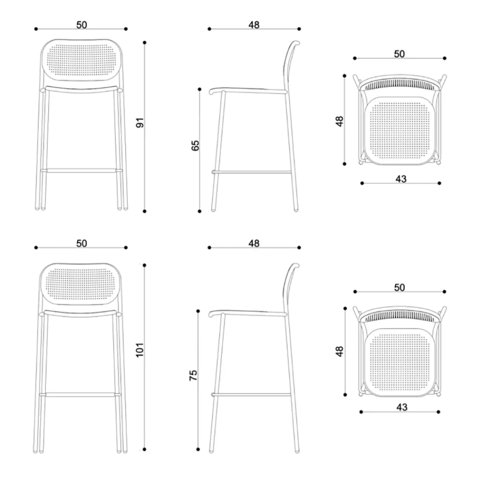 Venkovní stohovatelná kovová stolička Made in Italy 2 kusy - Synergy Viadurini