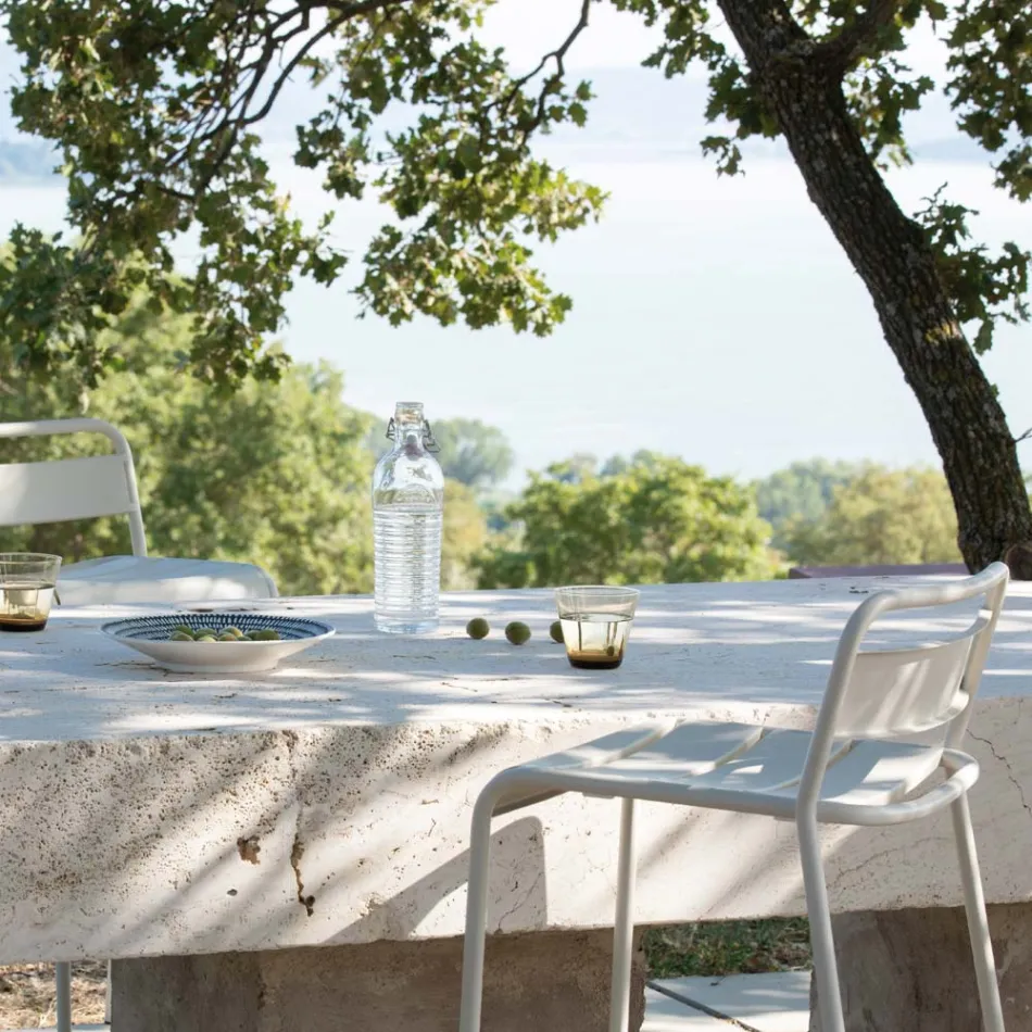 Stohovatelná venkovní stolička z pozinkovaného kovu Made in Italy - Amina Viadurini