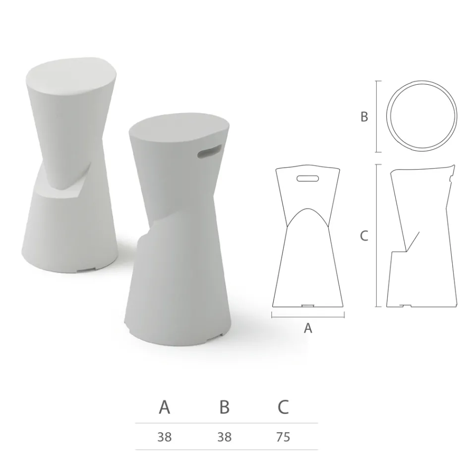 Venkovní taburetka z polyetylenu 7 barev Made in Italy – krémová Viadurini