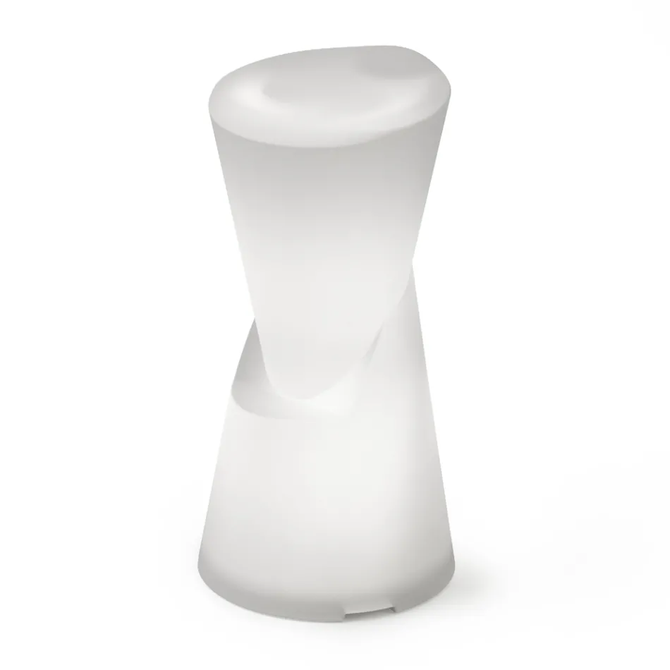 Svítící venkovní taburet z bílého polyetylenu Made in Italy - Jahoda Viadurini