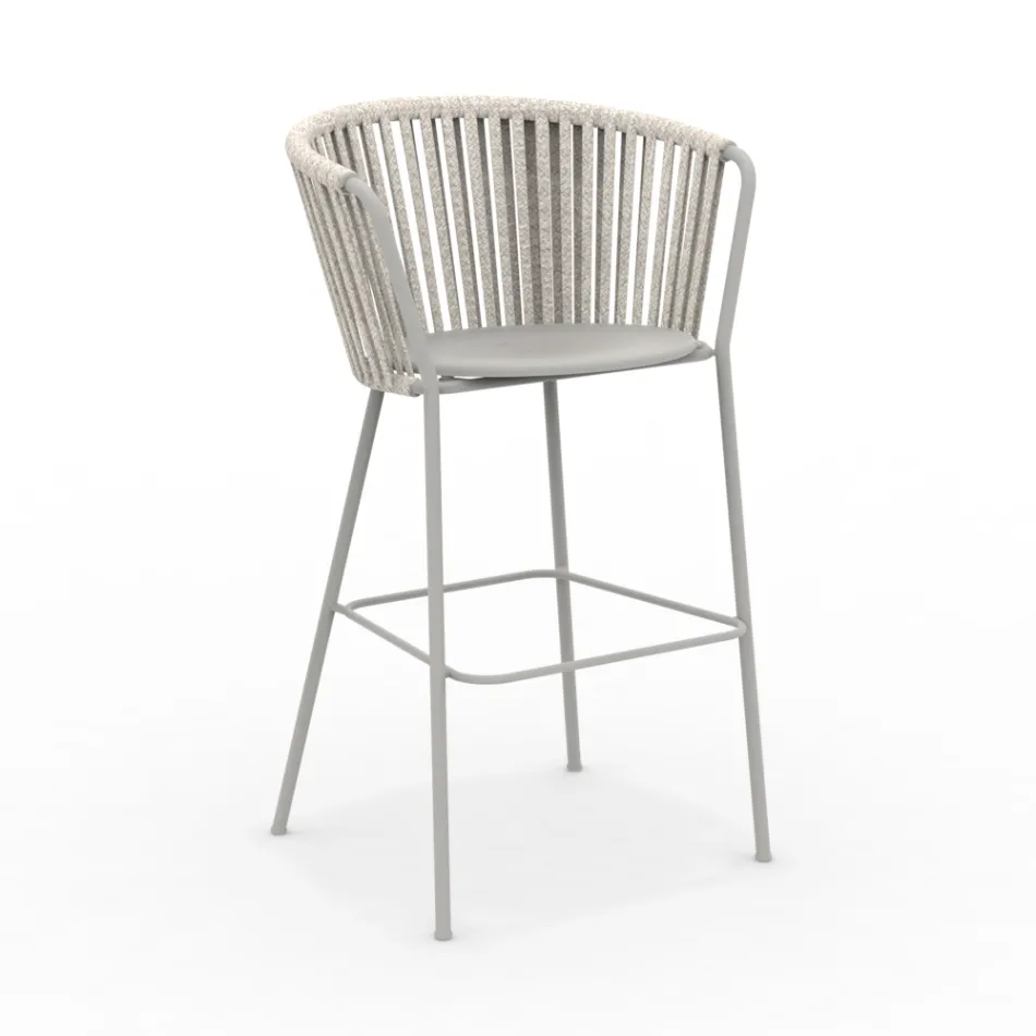 Zahradní stolička z nerezové oceli s provazovou opěrkou - Luxura Viadurini