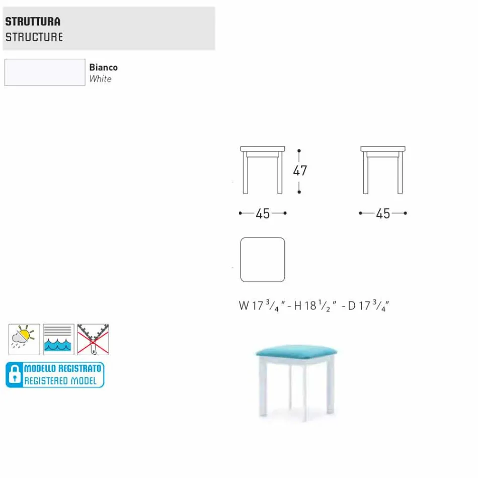 Varaschin System zahradní stolička z čalouněné tkaniny a hliníku Viadurini