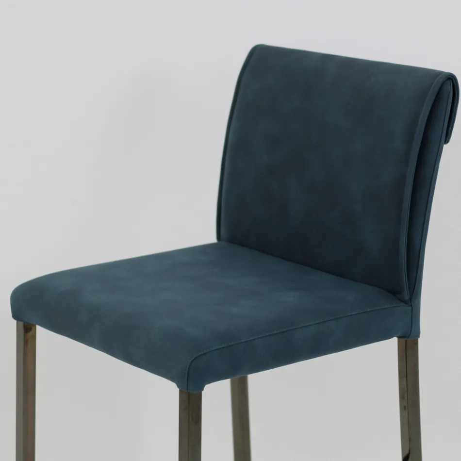 Židle do obývacího pokoje z umělé kůže a konstrukce z Nikel Made in Italy - Cleto Viadurini