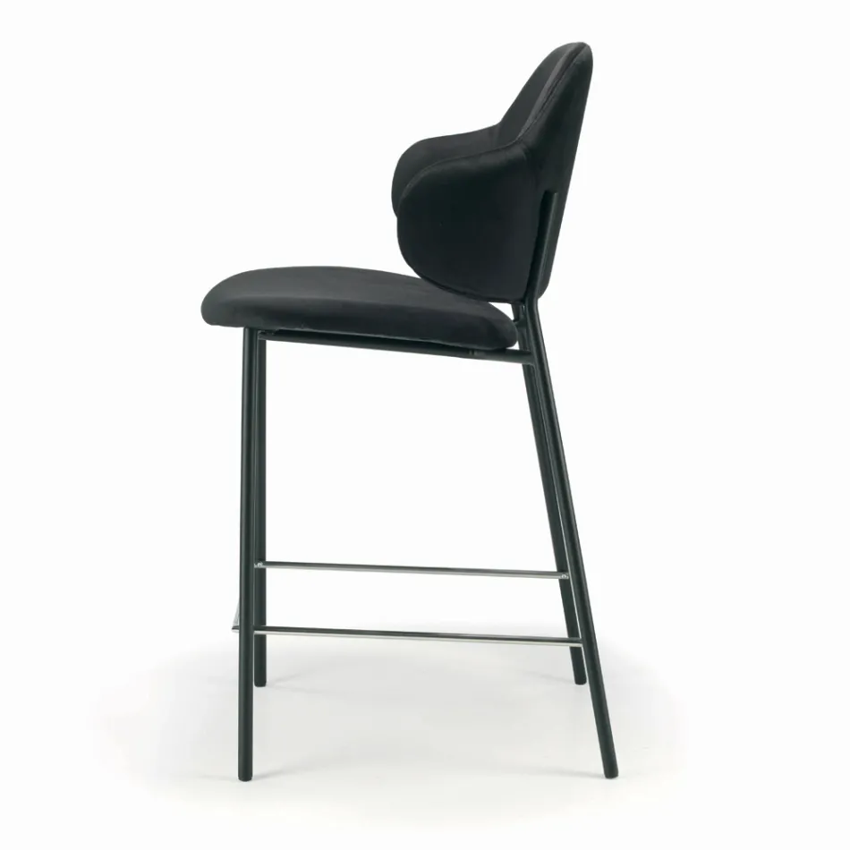 Taburet do obývacího pokoje vyrobený z oceli a sametu Made in Italy - Rimini Viadurini