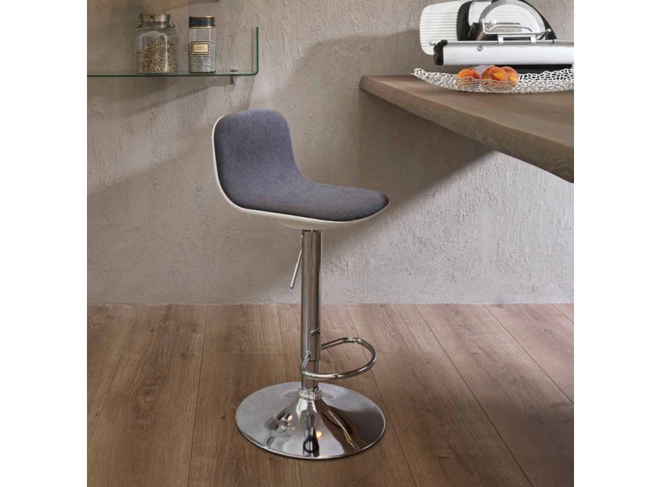Designová stolička s plynovým zvedákem v látce a chromovaném kovu, 2 kusy - chrom Viadurini