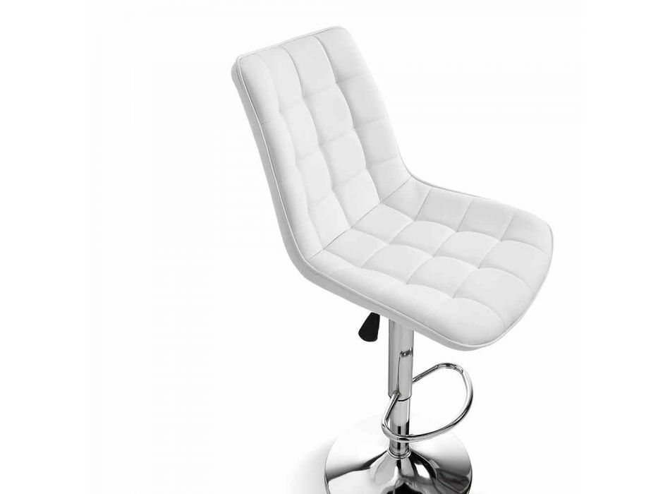 Designová stolička s koženkovým sedákem a chromovou strukturou, 2 kusy - Chiotta Viadurini