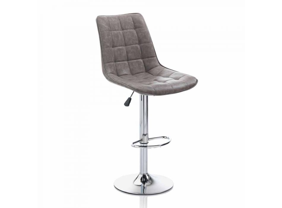 Designová stolička s koženkovým sedákem a chromovou strukturou, 2 kusy - Chiotta Viadurini