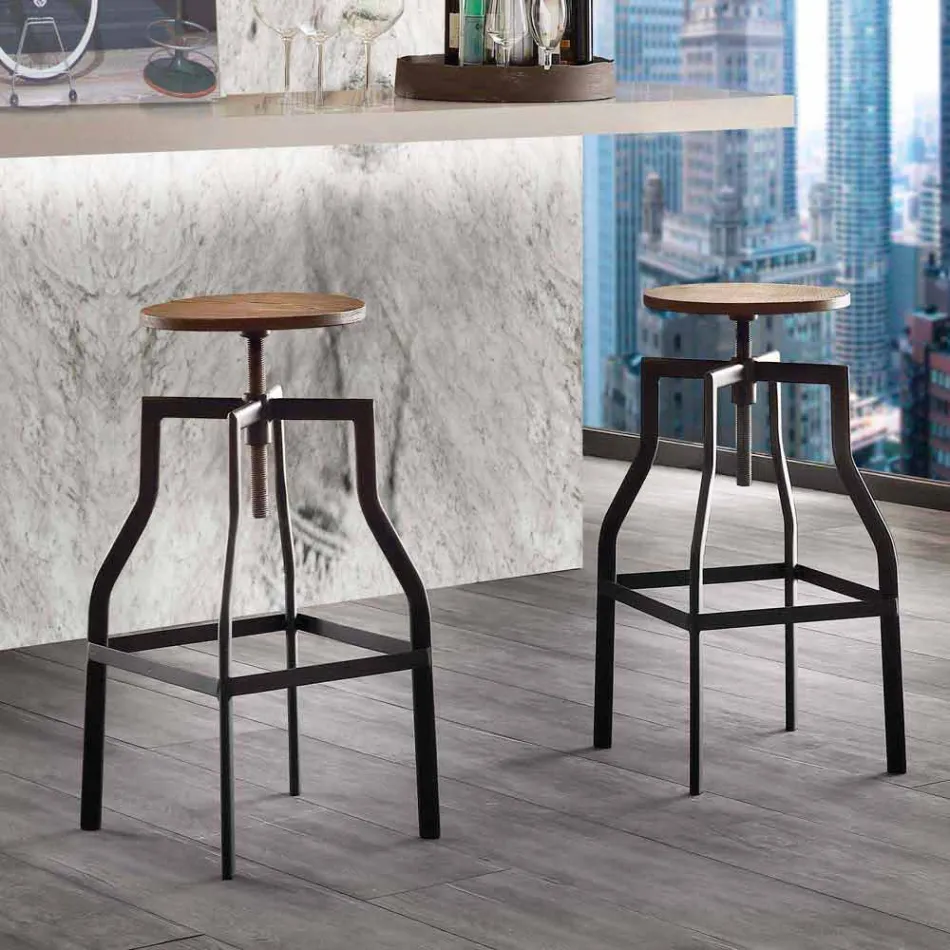 Designová stolička v kovovém a dřevěným nastavitelném výrobku Itálie Livorno Viadurini