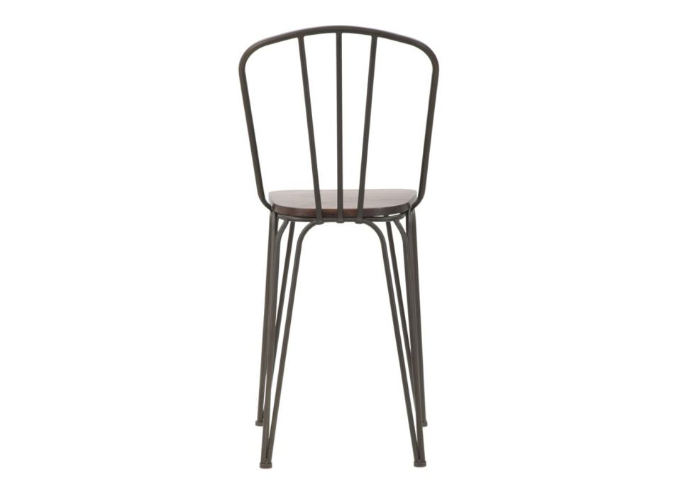Moderní designová stolička v industriálním stylu ze železa a dřeva, 2 kusy - Erika Viadurini