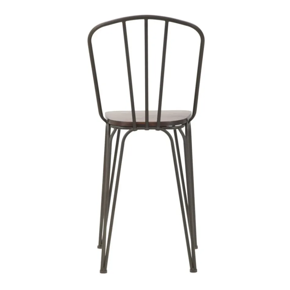 Moderní designová stolička v industriálním stylu ze železa a dřeva, 2 kusy - Erika Viadurini