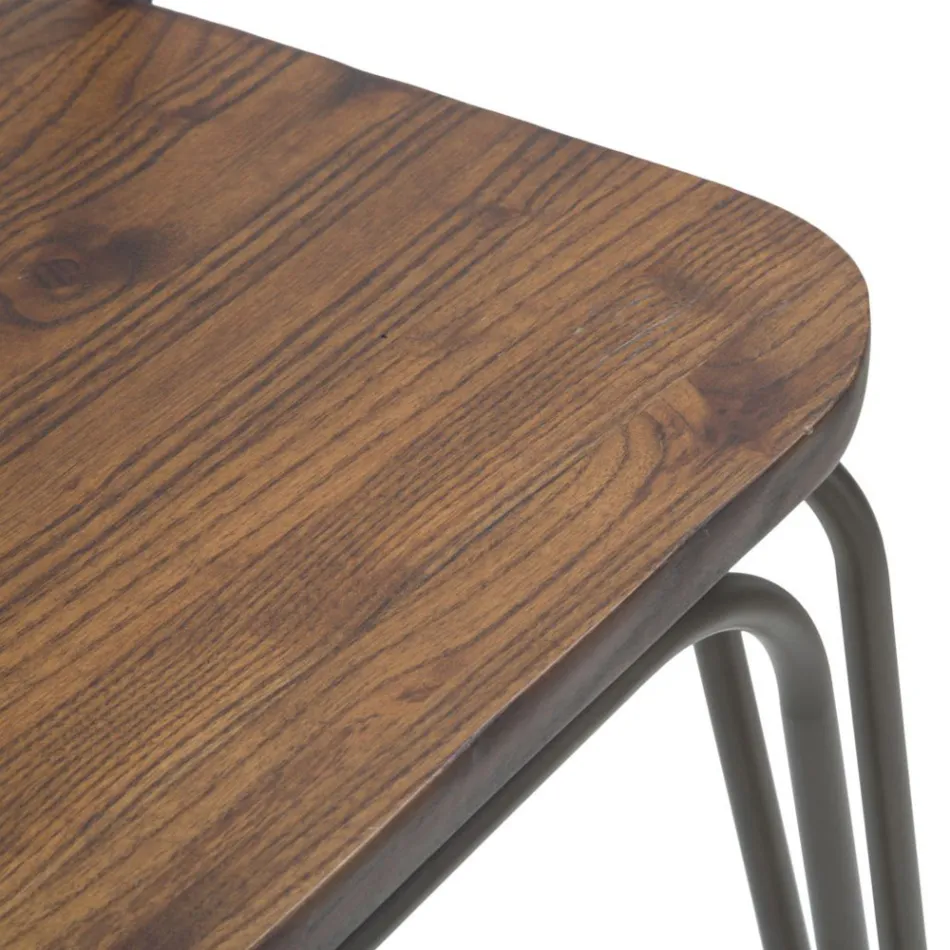 Moderní designová stolička v industriálním stylu ze železa a dřeva, 2 kusy - Erika Viadurini